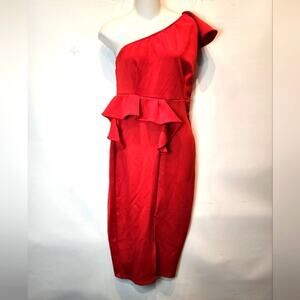 One Shoulder Red Dress Bodycon Size S